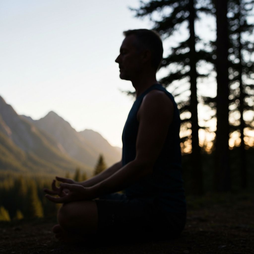 Man in meditation and wellness practice